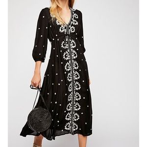 Free people embroidered Fable Dress black combo